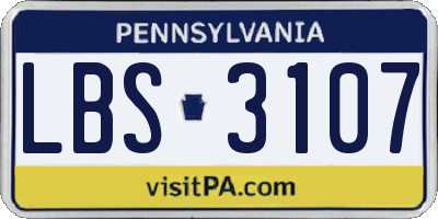 PA license plate LBS3107