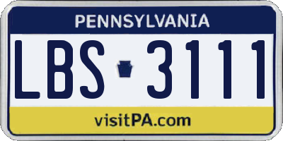PA license plate LBS3111