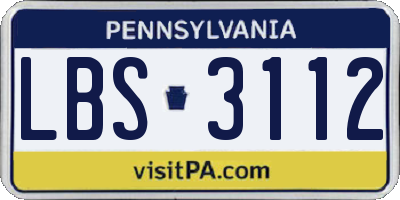 PA license plate LBS3112