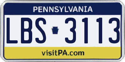 PA license plate LBS3113