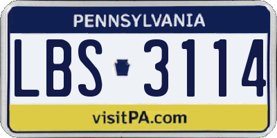 PA license plate LBS3114