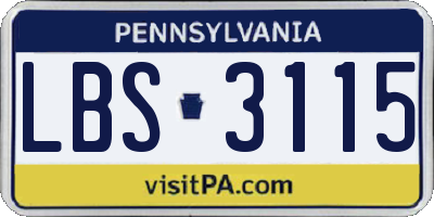 PA license plate LBS3115