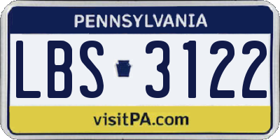 PA license plate LBS3122
