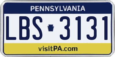 PA license plate LBS3131