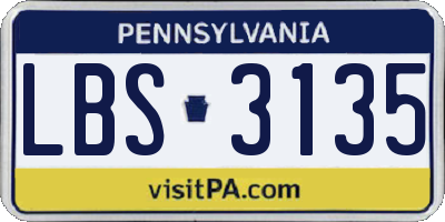 PA license plate LBS3135