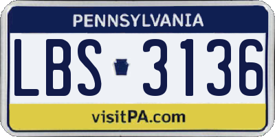 PA license plate LBS3136