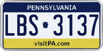 PA license plate LBS3137