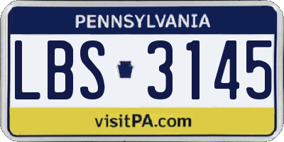 PA license plate LBS3145