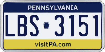 PA license plate LBS3151