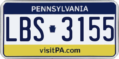 PA license plate LBS3155
