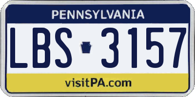PA license plate LBS3157