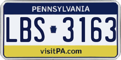 PA license plate LBS3163