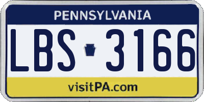 PA license plate LBS3166