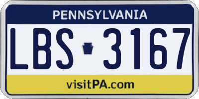 PA license plate LBS3167