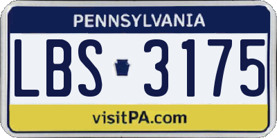 PA license plate LBS3175