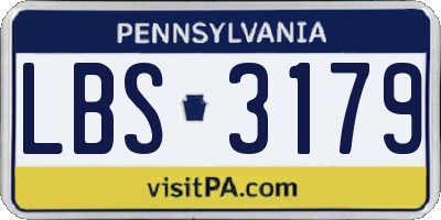 PA license plate LBS3179