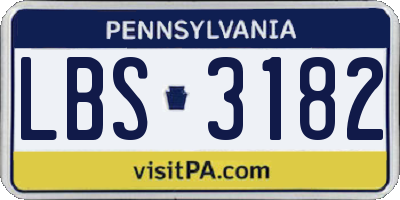 PA license plate LBS3182