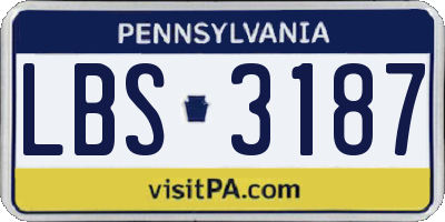 PA license plate LBS3187