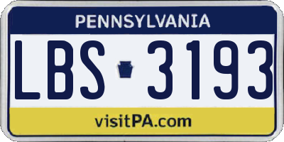 PA license plate LBS3193