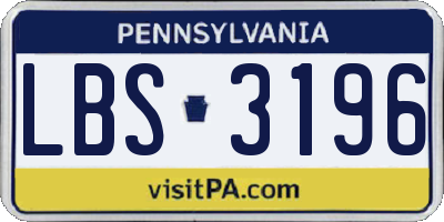 PA license plate LBS3196