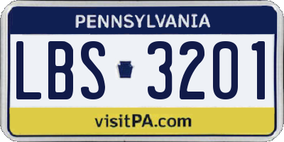 PA license plate LBS3201