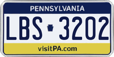 PA license plate LBS3202