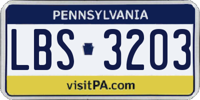 PA license plate LBS3203