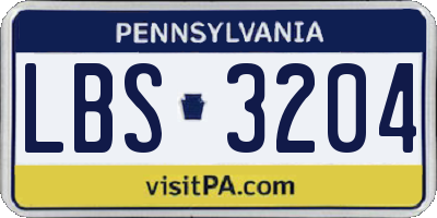 PA license plate LBS3204