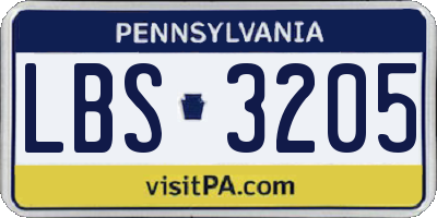 PA license plate LBS3205
