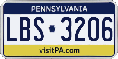 PA license plate LBS3206