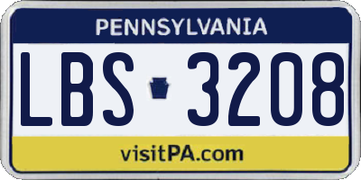 PA license plate LBS3208