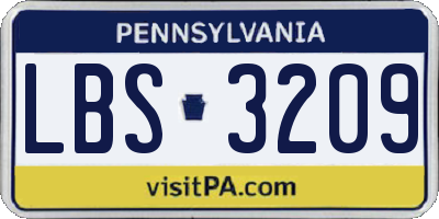 PA license plate LBS3209