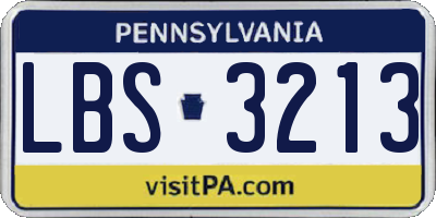PA license plate LBS3213