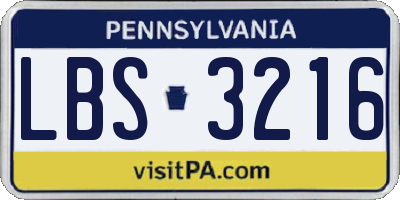 PA license plate LBS3216