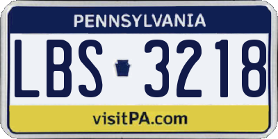 PA license plate LBS3218