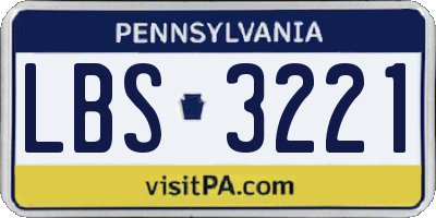PA license plate LBS3221