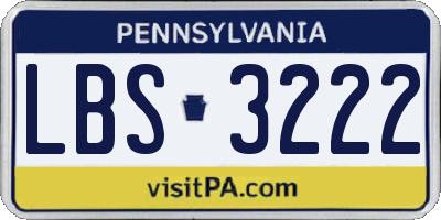 PA license plate LBS3222