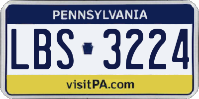 PA license plate LBS3224