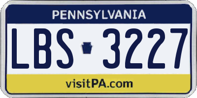 PA license plate LBS3227
