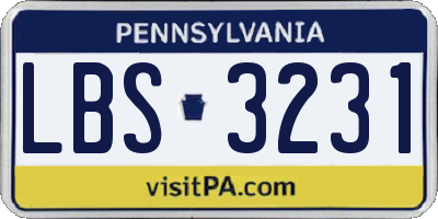 PA license plate LBS3231