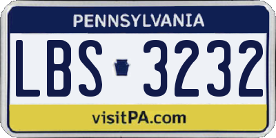 PA license plate LBS3232