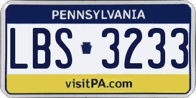 PA license plate LBS3233