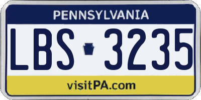 PA license plate LBS3235