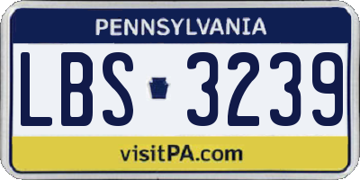 PA license plate LBS3239