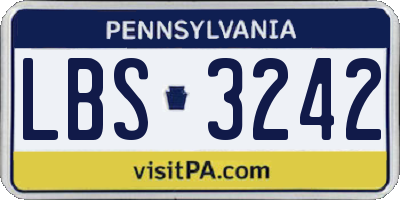 PA license plate LBS3242