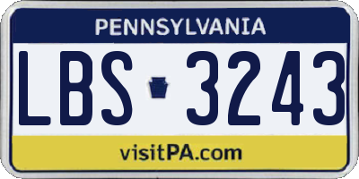 PA license plate LBS3243