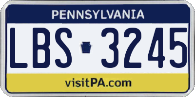 PA license plate LBS3245