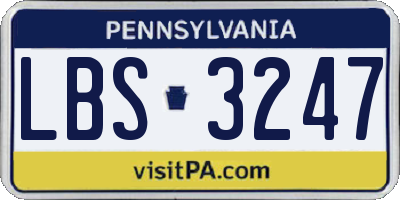PA license plate LBS3247