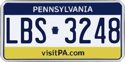 PA license plate LBS3248