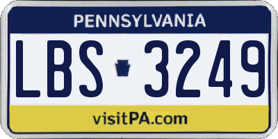 PA license plate LBS3249